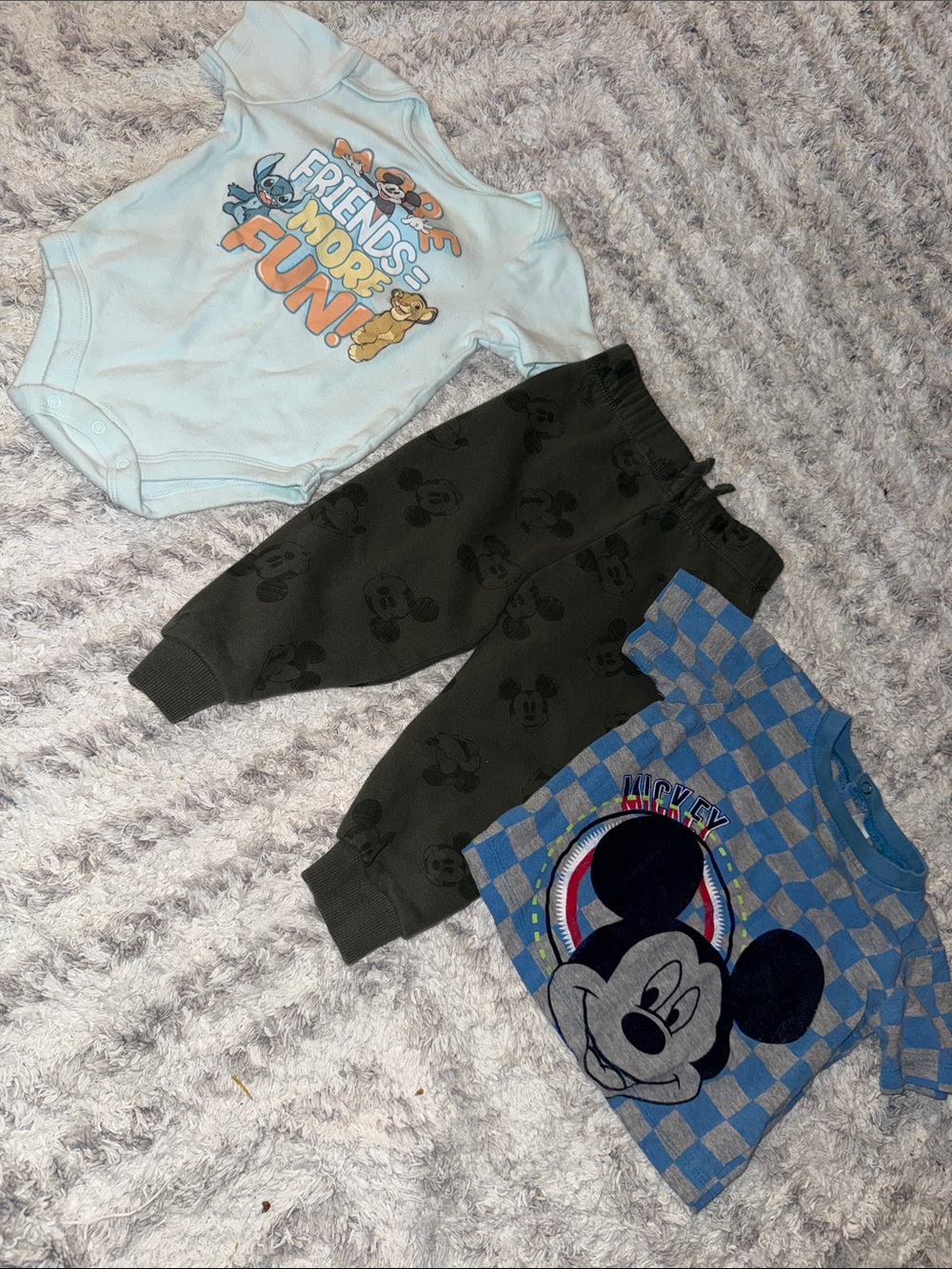 12-18m Disney Mickey & Friends Baby Outfit Bundle - Blue, Black, Light Blue